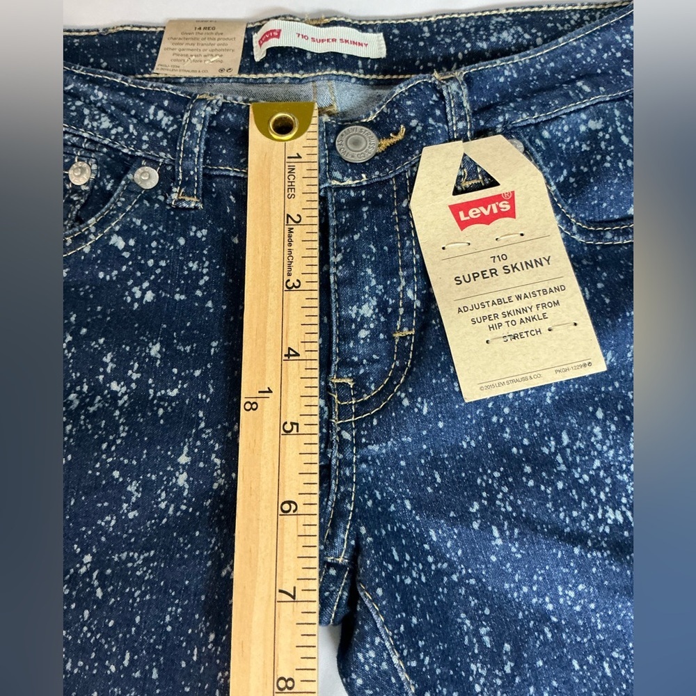 Levi's 710 super skinny Girls Blue Denim Bleach Splatter - Picture 8 of 10